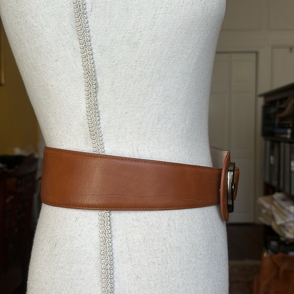 Veronika Maine Brown Leather Wide Belt Size M NEW - Picture 10 of 15